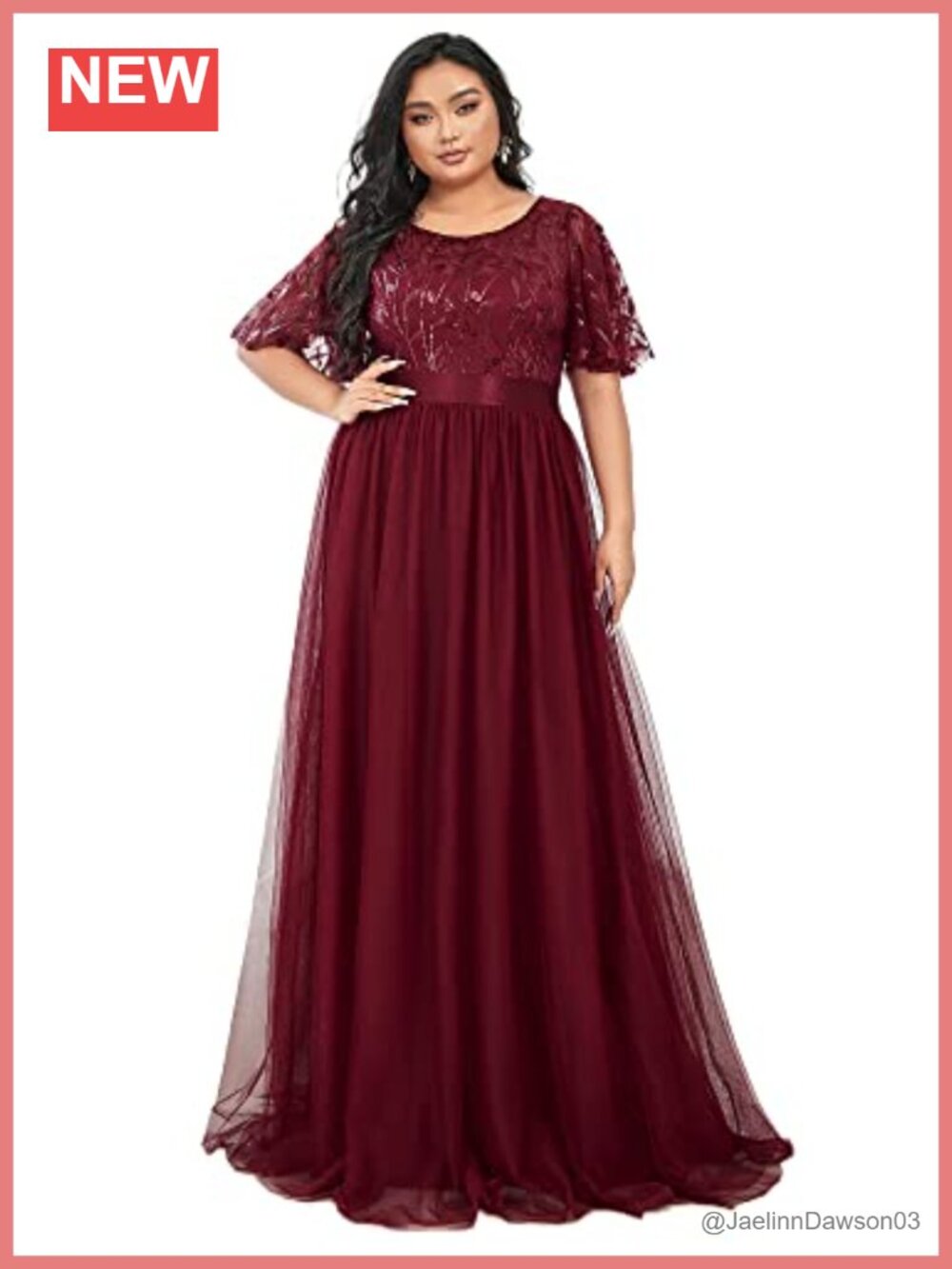 Sequin Formal Prom Dress Ruffle Sleeves Empire Waist A-Line Long Gown